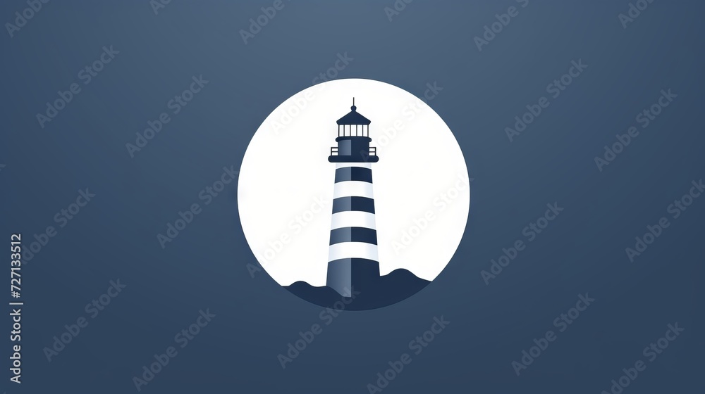 Black and white Lighthouse icon on gray color background Black and white Lighthouse icon on gray color background