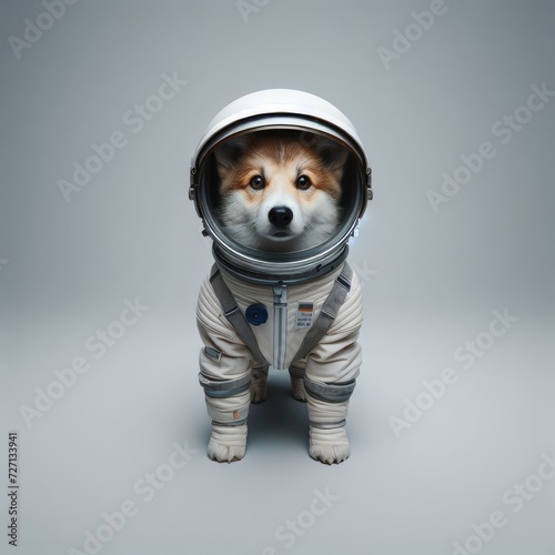 A cute dog in an astronaut costume
