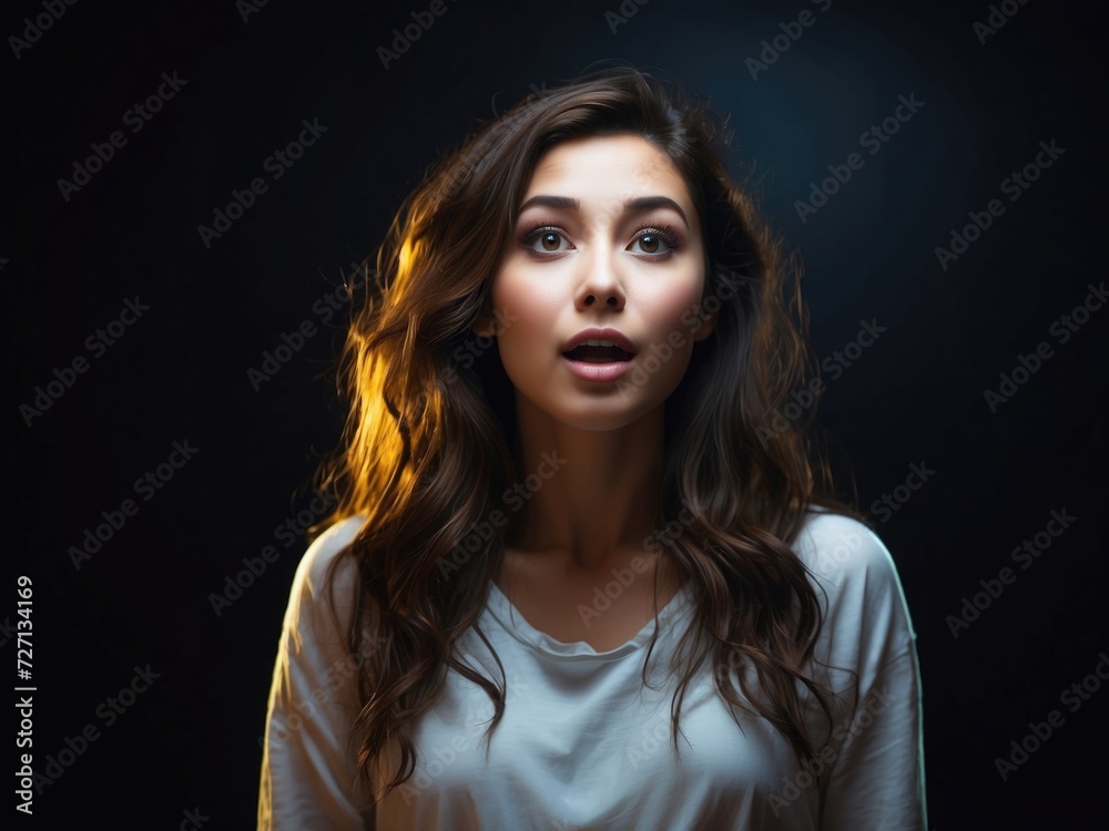 Gothic Black Astonishment: Adult Woman's Reaction Gothic Black Astonishment: Adult Woman's Reaction