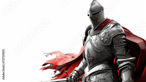 A stunning 3D rendering of a heroic knight, exuding power and bravery in a dynamic pose. The intricate details and super rendering bring this art to life, making it perfect for any project r