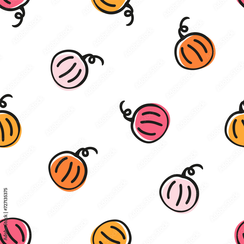 Seamless pattern with colorful pumpkins
