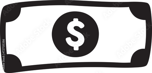 Paper Money Icon Dollar Currency Hand Drawn Outline Vector