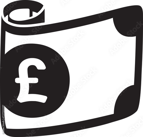 Paper Money Icon Pound Currency Hand Drawn Outline Vector