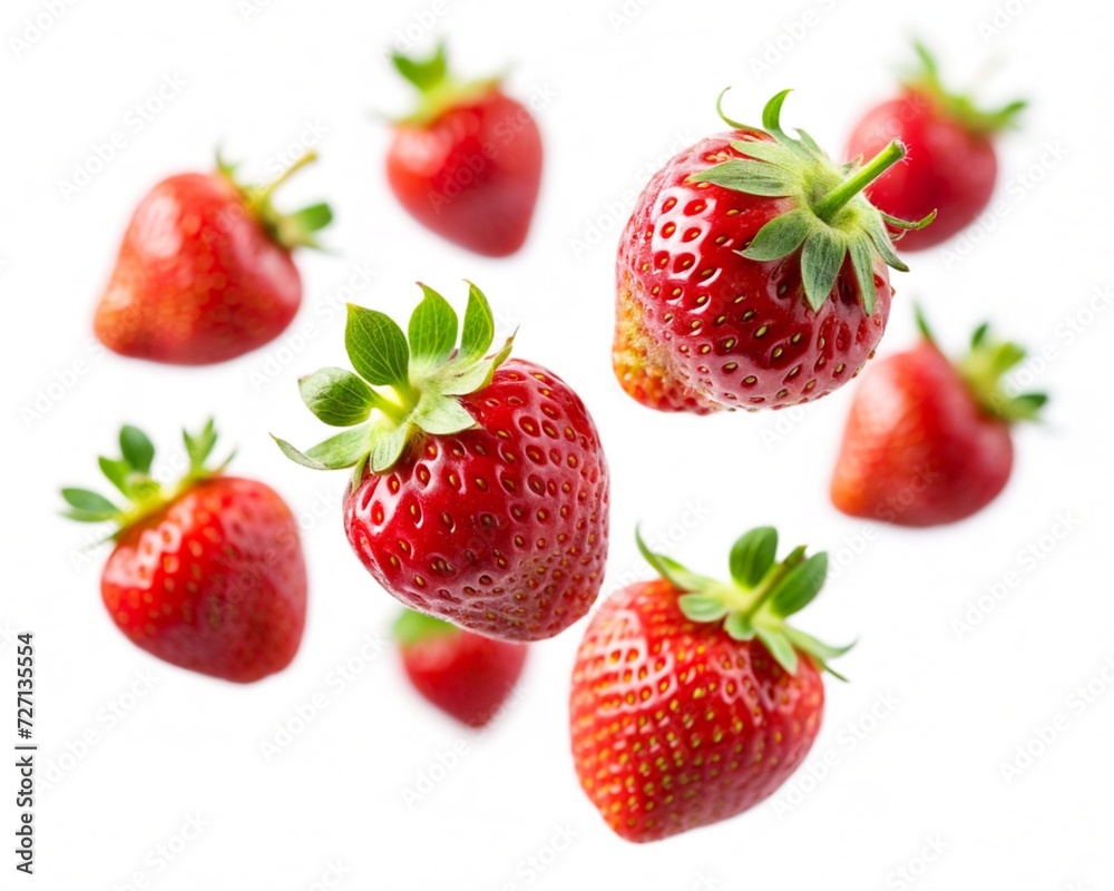 falling strawberries isolated on white falling strawberries isolated on white
