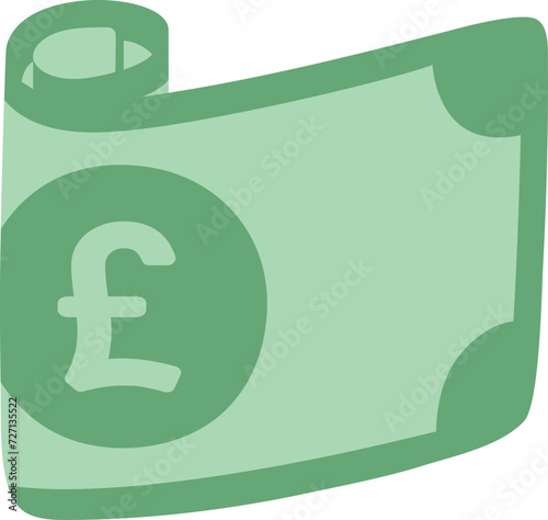 Roll Paper Money Icon Pound Currency Hand Drawn Flat Vector Isolated