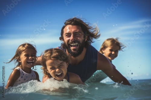Family enjoying fun time together in the sea © Archil