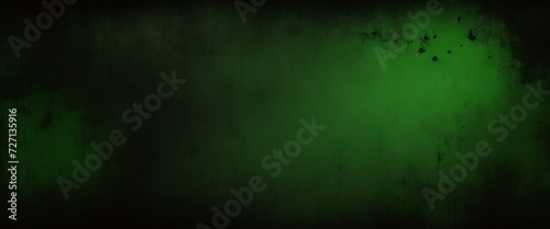 Elegant dark emerald green background with black shadow border and old vintage grunge texture design. Matte green texture or background with stains, waves and grain elements.