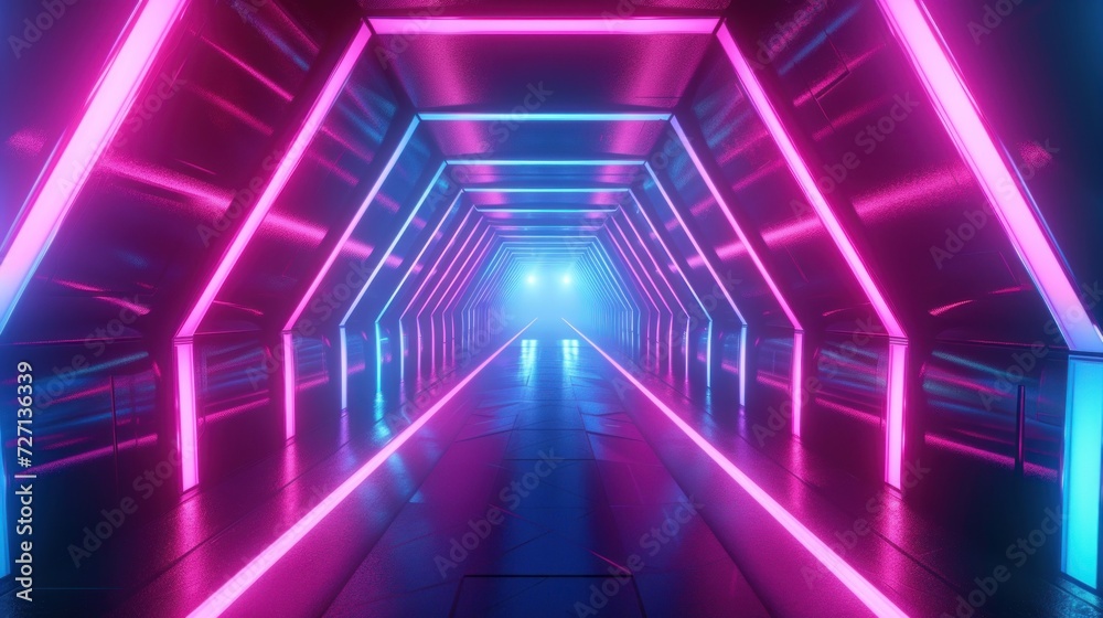 Fototapeta premium Abstract futuristic geometric neon light background