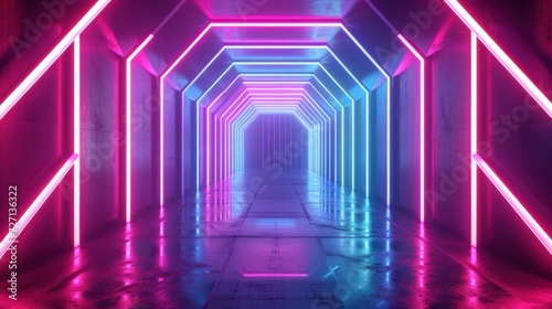 Abstract futuristic geometric neon light background