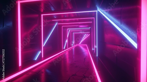 Abstract futuristic geometric neon light background