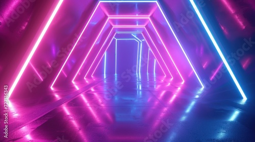 Abstract futuristic geometric neon light background