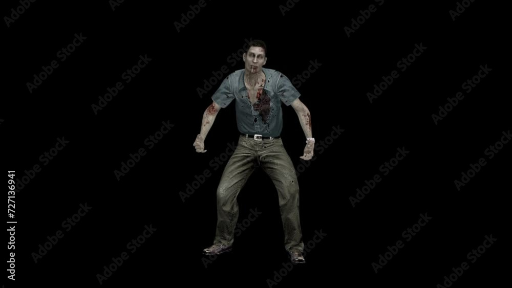 The zombie attack. Attack of aggressive zombies. Realistic 3D animation. The zombie attack. Attack of aggressive zombies. Realistic 3D animation.