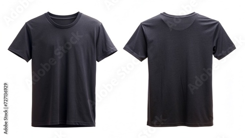 front and back of black tshirt on white background