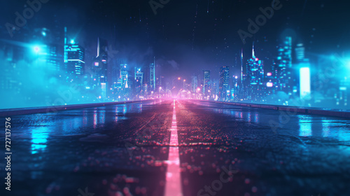 The city lights are coming up behind the road with modern code.