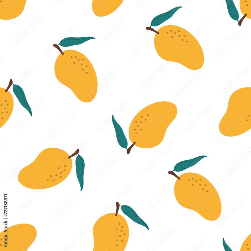 Seamless pattern with mango fruits