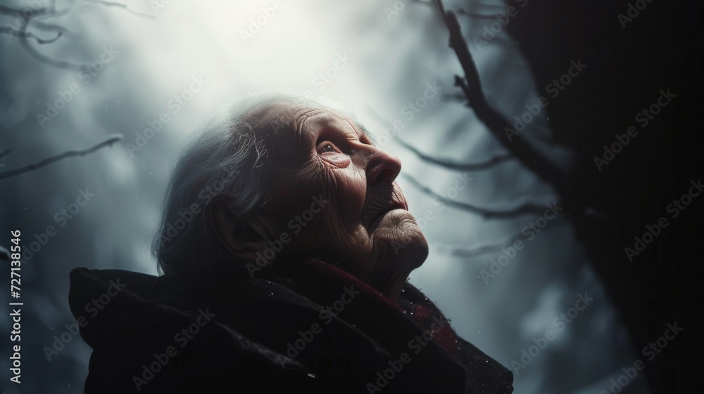 side view of low key portrait of a senior man side view of low key portrait of a senior man
