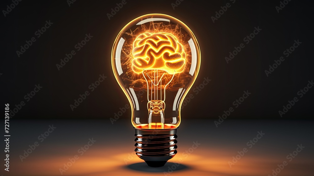 Light bulb with mind, Creative idea, Innovation concept Light bulb with mind, Creative idea, Innovation concept
