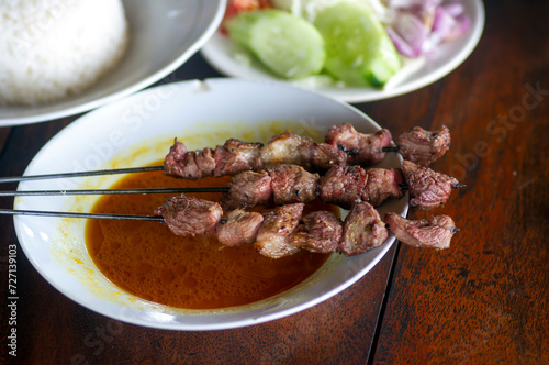 Sate Klathak or Klatak Satay, a traditional goat satay from Yogyakarta, Indonesia