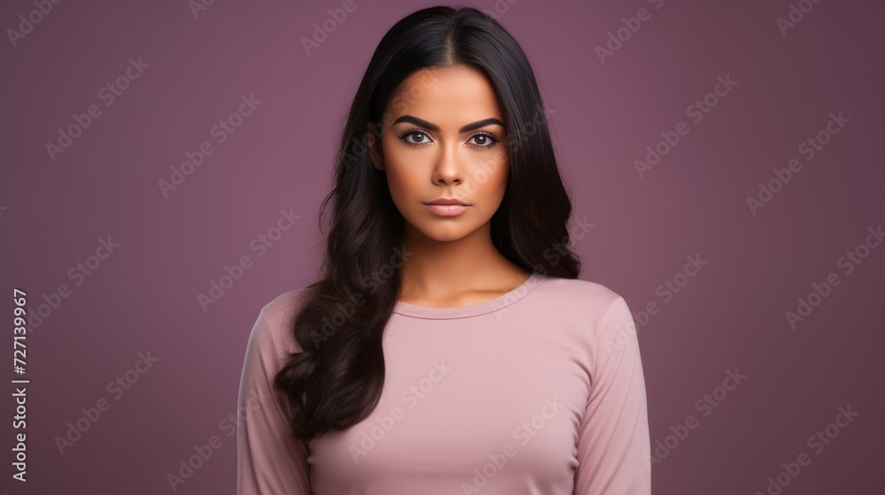 Obraz premium Young beautiful hispanic woman standing with serious expression standing over isolated background