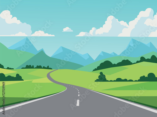 road in mountains landscape design illustration