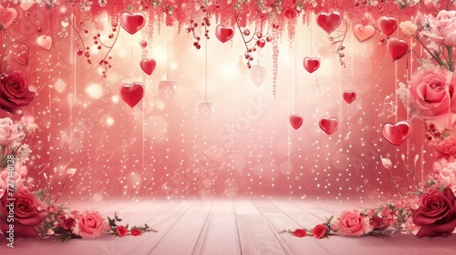 Valentine's Day special stage decor background, event promotions, or designs celebrating the romantic occasion photo