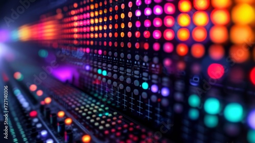 Wallpaper Mural Audio equalizer board adorned with rows of luminous lights, reacting dynamically to the audio input, creating a lively and captivating display Generative AI Torontodigital.ca