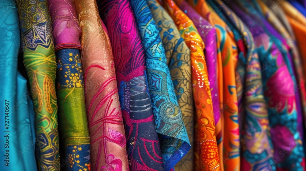 Color and texture weaves a vibrant fabric of clothes. Rich hues and diverse patterns come together, creating a lively tapestry that mirrors the diversity of personal styles. Color and texture weaves a vibrant fabric of clothes. Rich hues and diverse patterns come together, creating a lively tapestry that mirrors the diversity of personal styles.