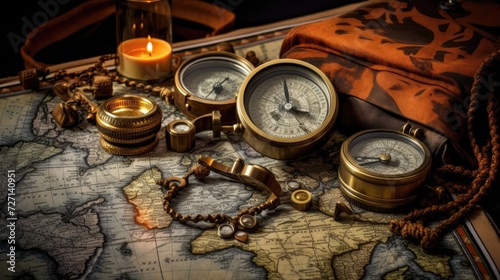 old compass and map