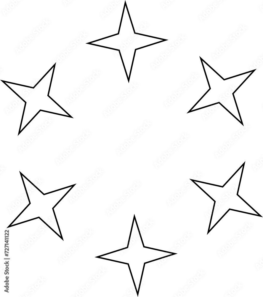 Fototapeta premium Stars various arranged in a circle. Decoration elements