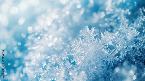 A festive snowflake Christmas wallpaper, winter magic. Crystalline snowflakes against a backdrop of icy blue.
