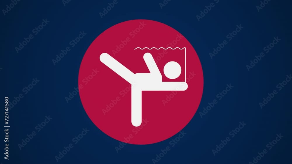 Pictograma de los Juegos Olímpicos de lado izquierda con el deporte gimnasia rítmica en fondo azul sin texto. Pictograma de los Juegos Olímpicos de lado izquierda con el deporte gimnasia rítmica en fondo azul sin texto.