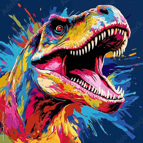 creative colorful dinosaur poortrait, pop art © pasakorn