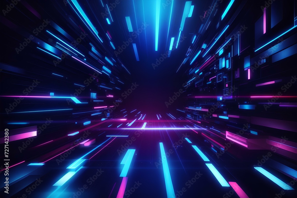 Obraz premium Abstract tunnel speed light Starburst background, created by ai generated