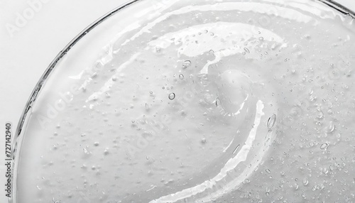close up clear liquid cosmetic product gel texture with bubbles generation