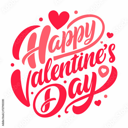 Happy valentine's day on white background. Flat vector