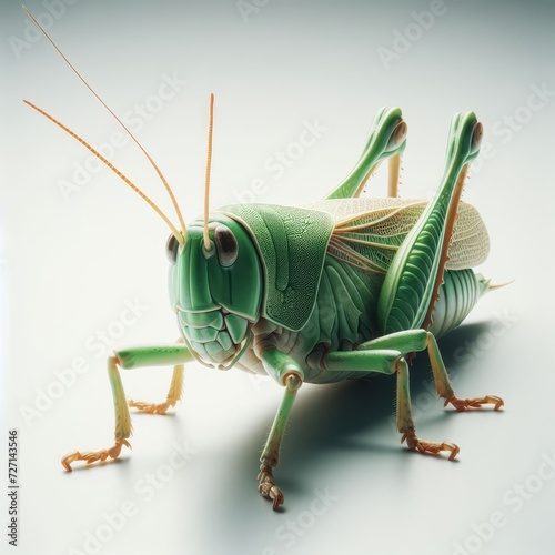 green grasshopper on white background