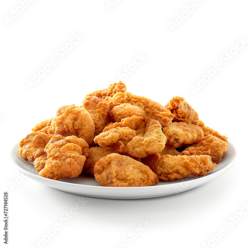 Crispy fried chicken pieces arranged elegantly on a plate