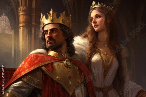 Medieval king and queen in the castle