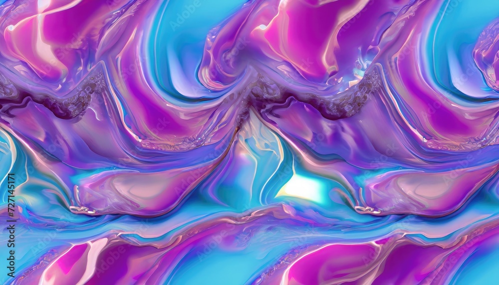 Background with Pearl Oyster Abalone Marble Abstract Wave Colorful Pastel Shiny Lilac Blue Pink - obrazy, fototapety, plakaty 