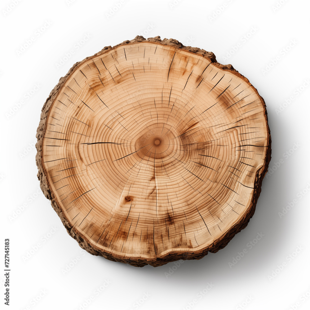 Obraz premium Old piece of tree stump isolated on white background