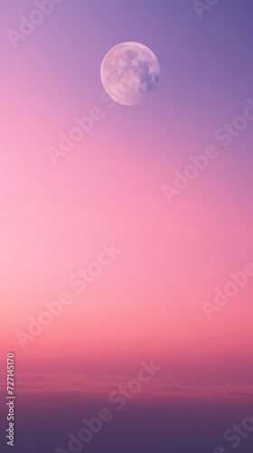 sky with moon and clouds.Minimal nature concept.Trendy social mockup or wallpaper with copy space.Top view.Generative AI