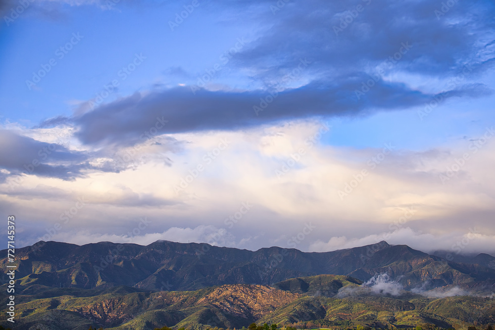 Winter storms approach the Santa Barbara channel at sunset.