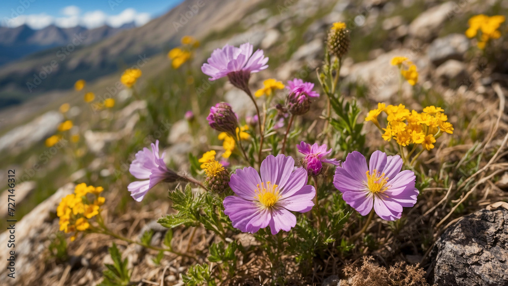 Obraz premium Examine the rich biodiversity supported by mountain wildflowers and these plants contribute to the overall ecological balance in the mountain ecosystem