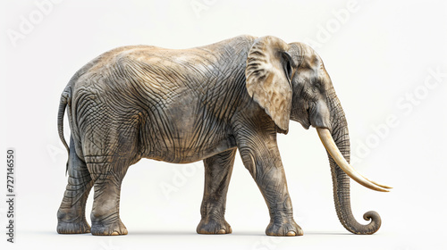A breathtaking 3D rendering of a majestic elephant  exuding power and strength. Created in a super realistic style  this isolated artwork captures every intricate detail of the elephant s ma