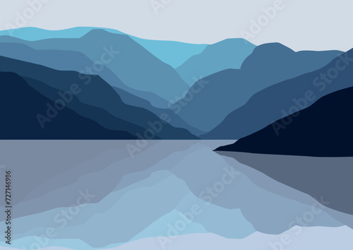 mountains with lakes vector, vector illustration for background design. © Fajarhidayah11