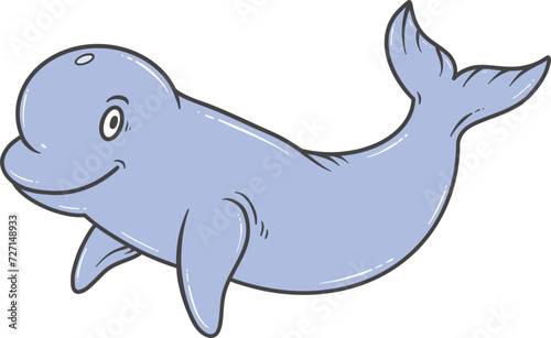 Cartoon illustration of a happy blue whale