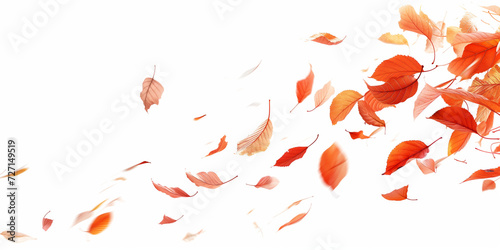 舞い上がる木の葉・白背景