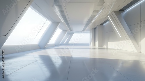 General Futuristic Empty Room 3D Rendering