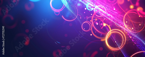 Abstract neon background with glowing circles and lines, creating a dynamic and visually engaging artistic expression