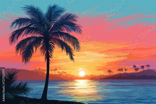 Palm trees at sunset